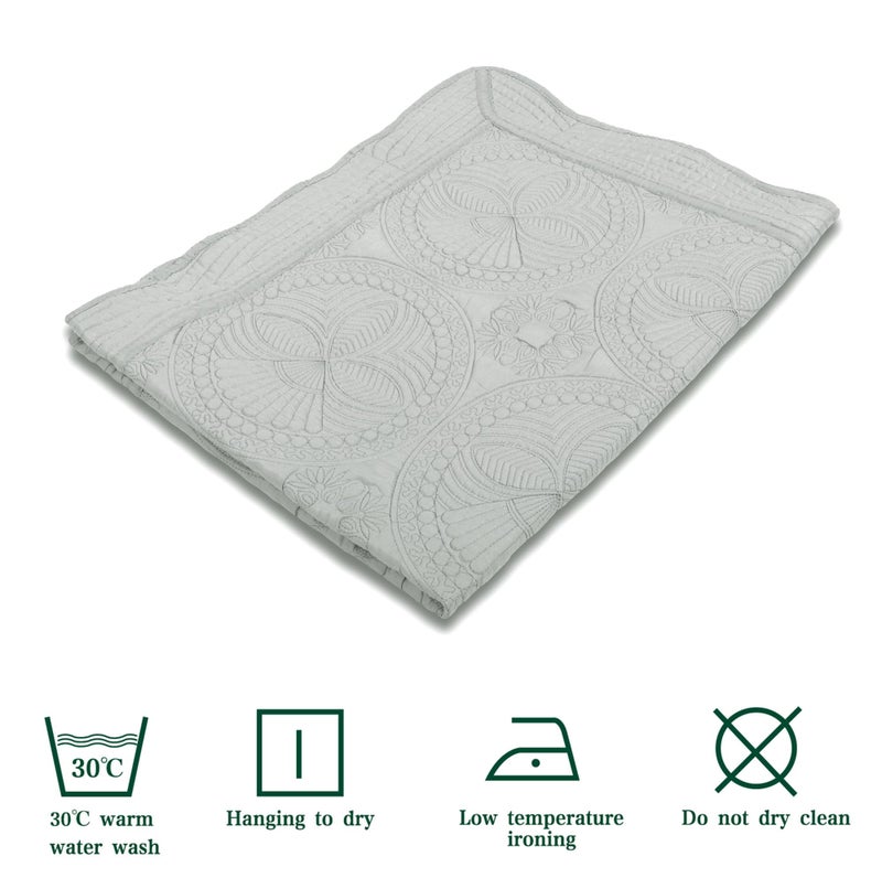 MONOBLANKS Baby Quilt Personlized Monogram Lightweight Embossed Scalloped Throw Blanket Four Seasons (Gray) - Image 3